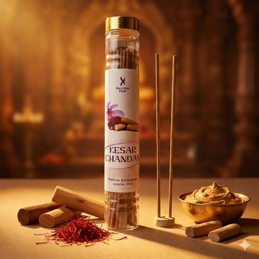 Kesar Chandan Premium BAMBOOLESS Incense | Pack of 100 GMS Each | A Premium Fragrance | Natural Fragrance | Charcoal Free | ECO Friendly