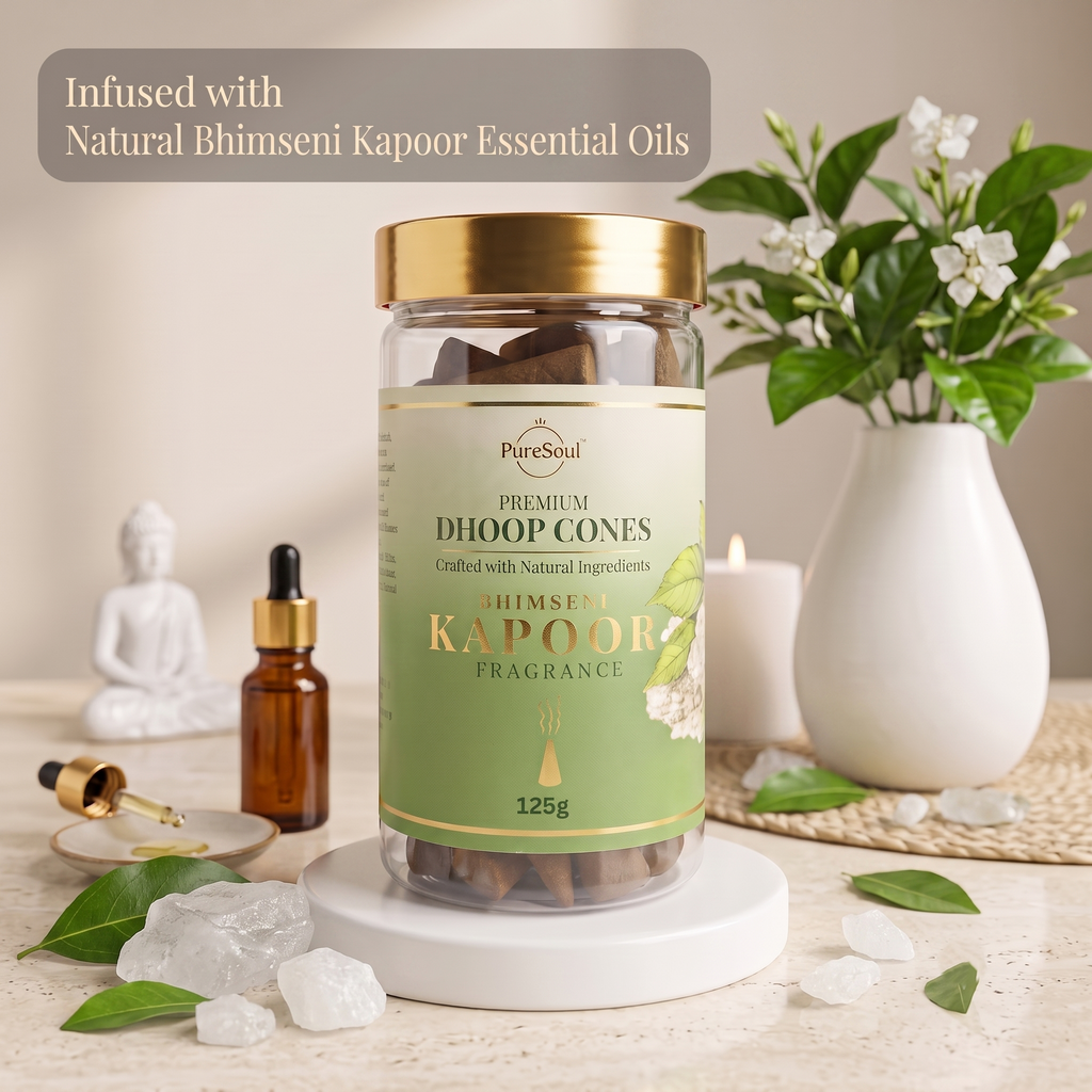 Bhimseni Kapoor Dhoop Cones in Jar | Pure Soul | 125g