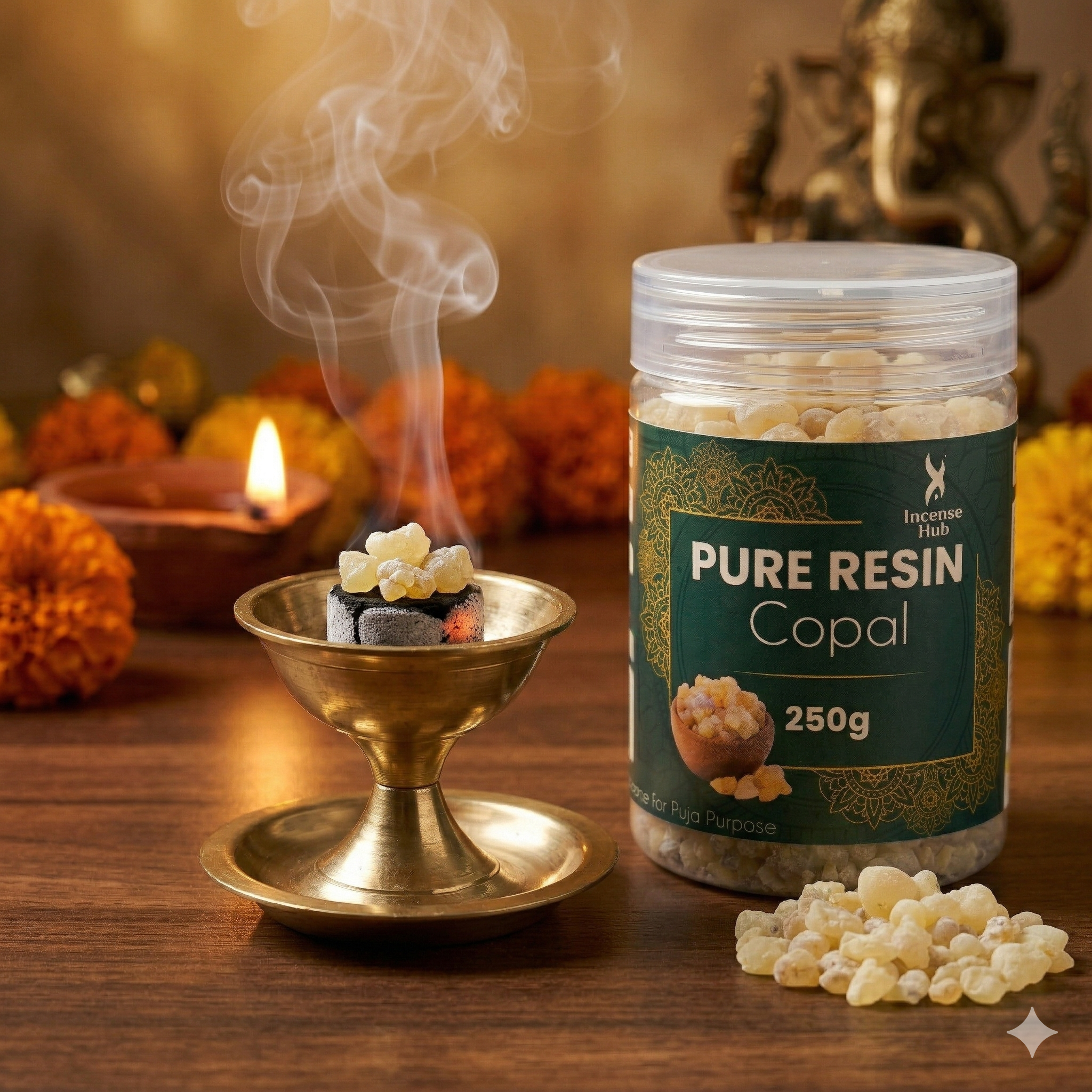 100% Pure Resin | COPAL | Premium Temple-Grade COPAL for Havan | Dhoop & Vastu Cleansing | Long-Lasting Sacred Aroma | 250g | INCENSE HUB