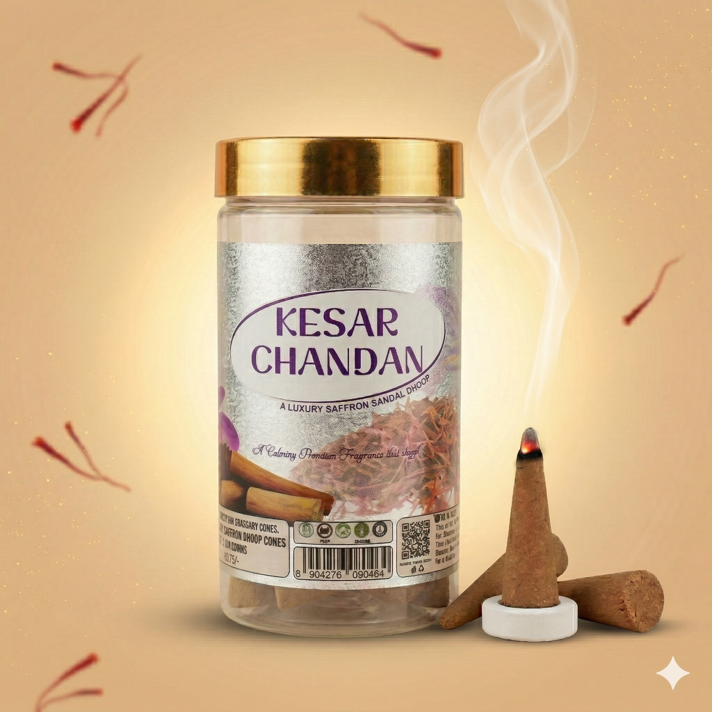 Kesar Chandan Charcoal Free Dhoop Cones 100g Pack