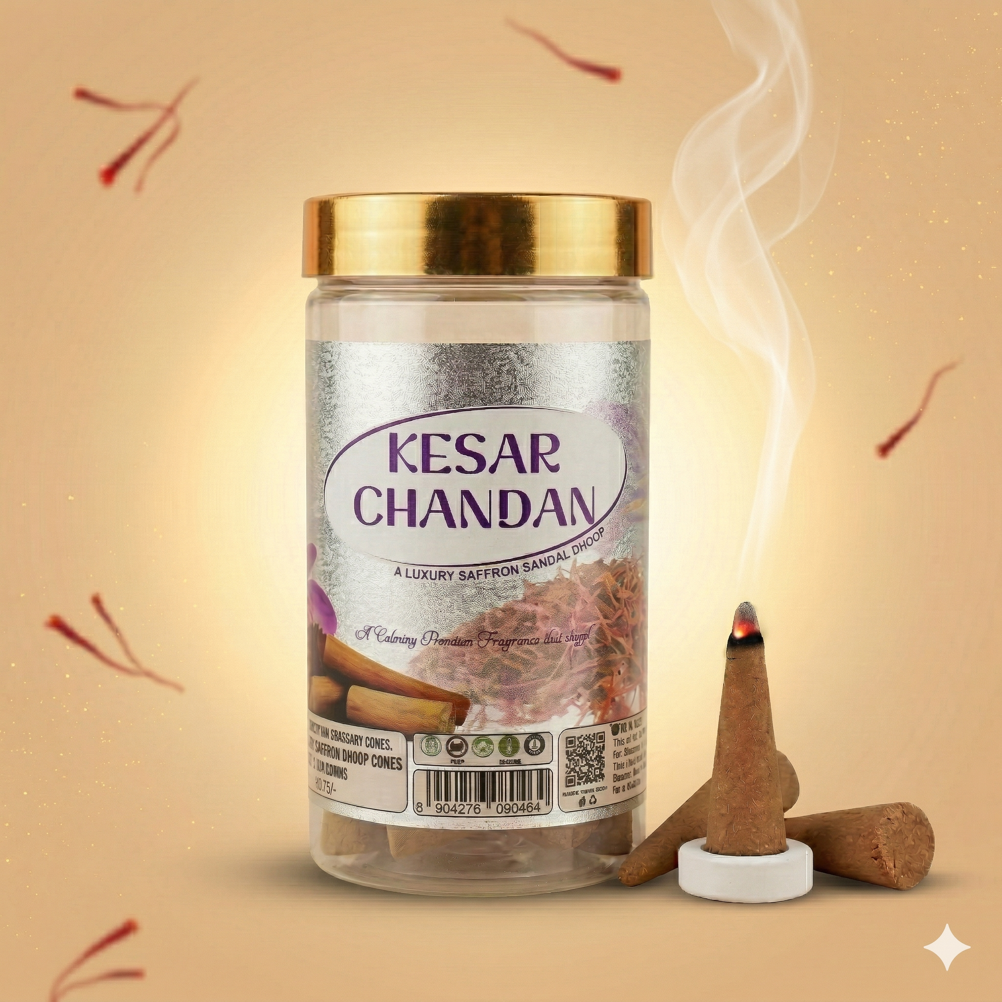 Kesar Chandan Charcoal Free Dhoop Cones 100g Pack