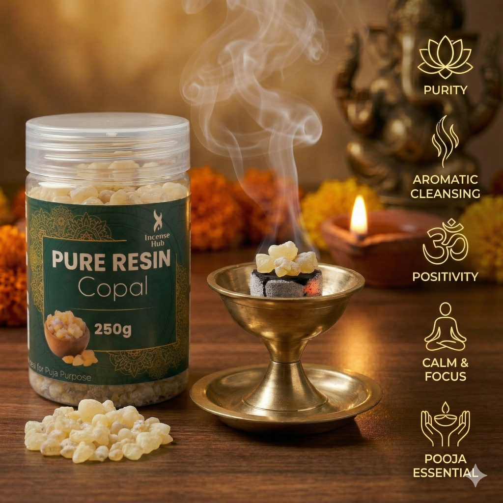 100% Pure Resin | COPAL | Premium Temple-Grade COPAL for Havan | Dhoop & Vastu Cleansing | Long-Lasting Sacred Aroma | 250g | INCENSE HUB