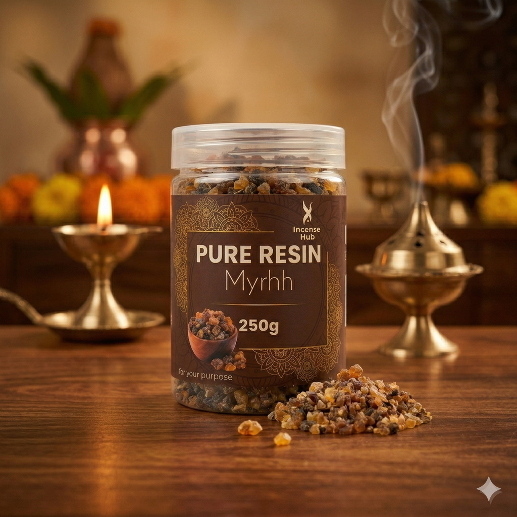 100% Pure Resin | MYRHH | Premium Temple-Grade Myrhh for Havan | Dhoop & Vastu Cleansing | Long-Lasting Sacred Aroma | 250g | INCENSE HUB