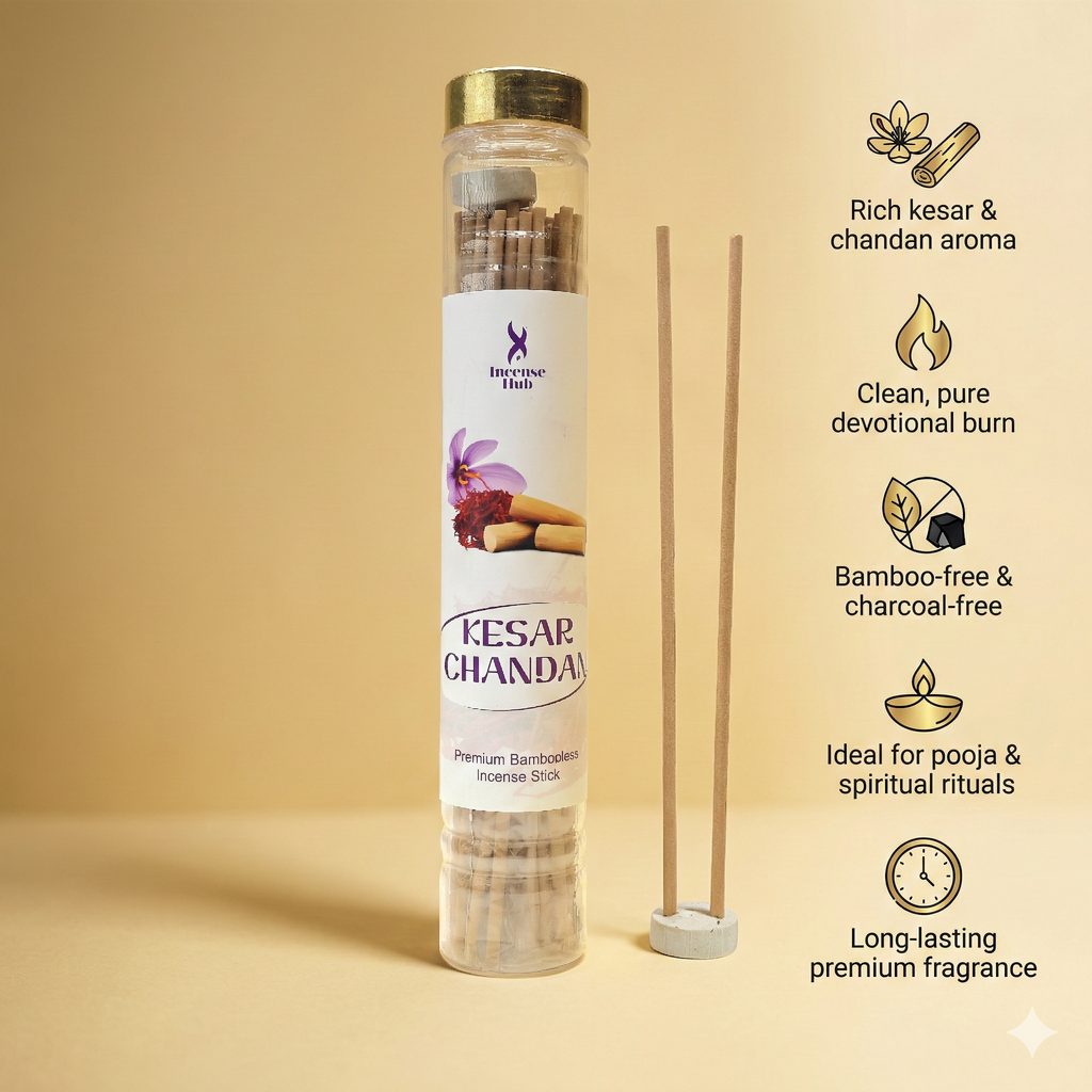 Kesar Chandan Premium BAMBOOLESS Incense | Pack of 100 GMS Each | A Premium Fragrance | Natural Fragrance | Charcoal Free | ECO Friendly
