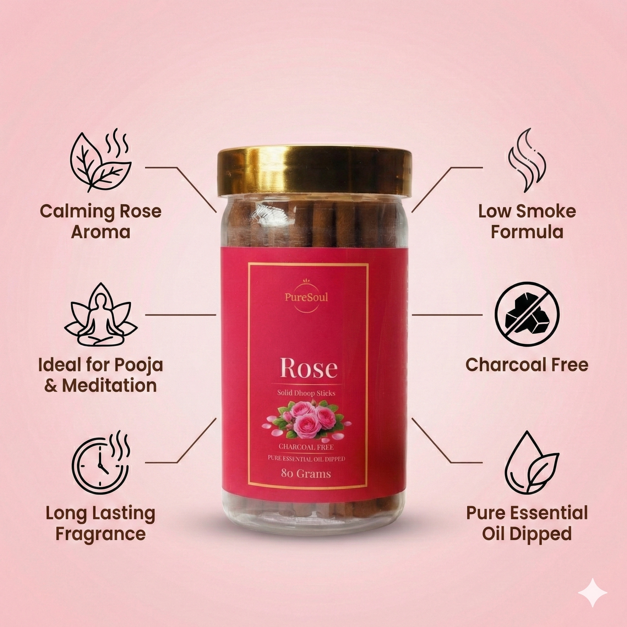Rose Dhoop Sticks in Jar 80g