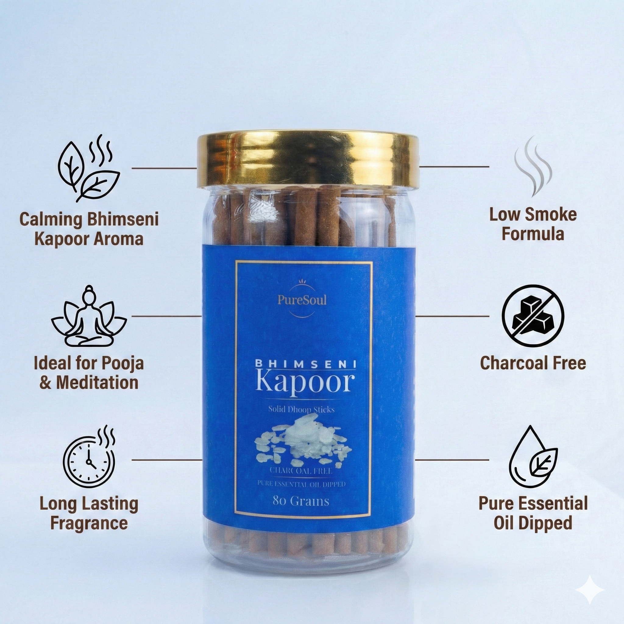 Bhimseni Kapoor Dhoop Sticks in Jar 80g