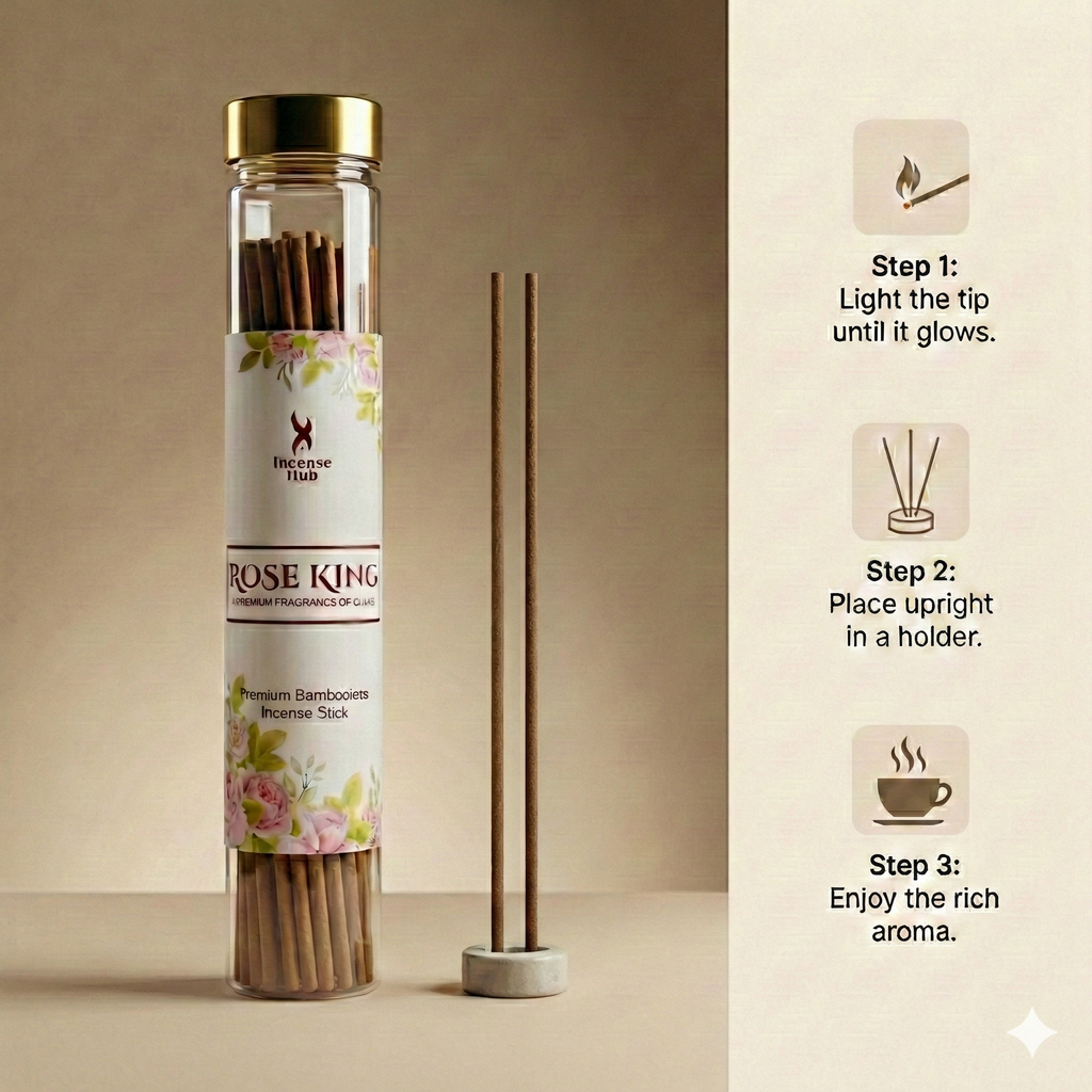 Rose King Premium BAMBOOLESS Incense 100 GM | A Premium Fragrance | Natural Fragrance | Charcoal Free | ECO Friendly