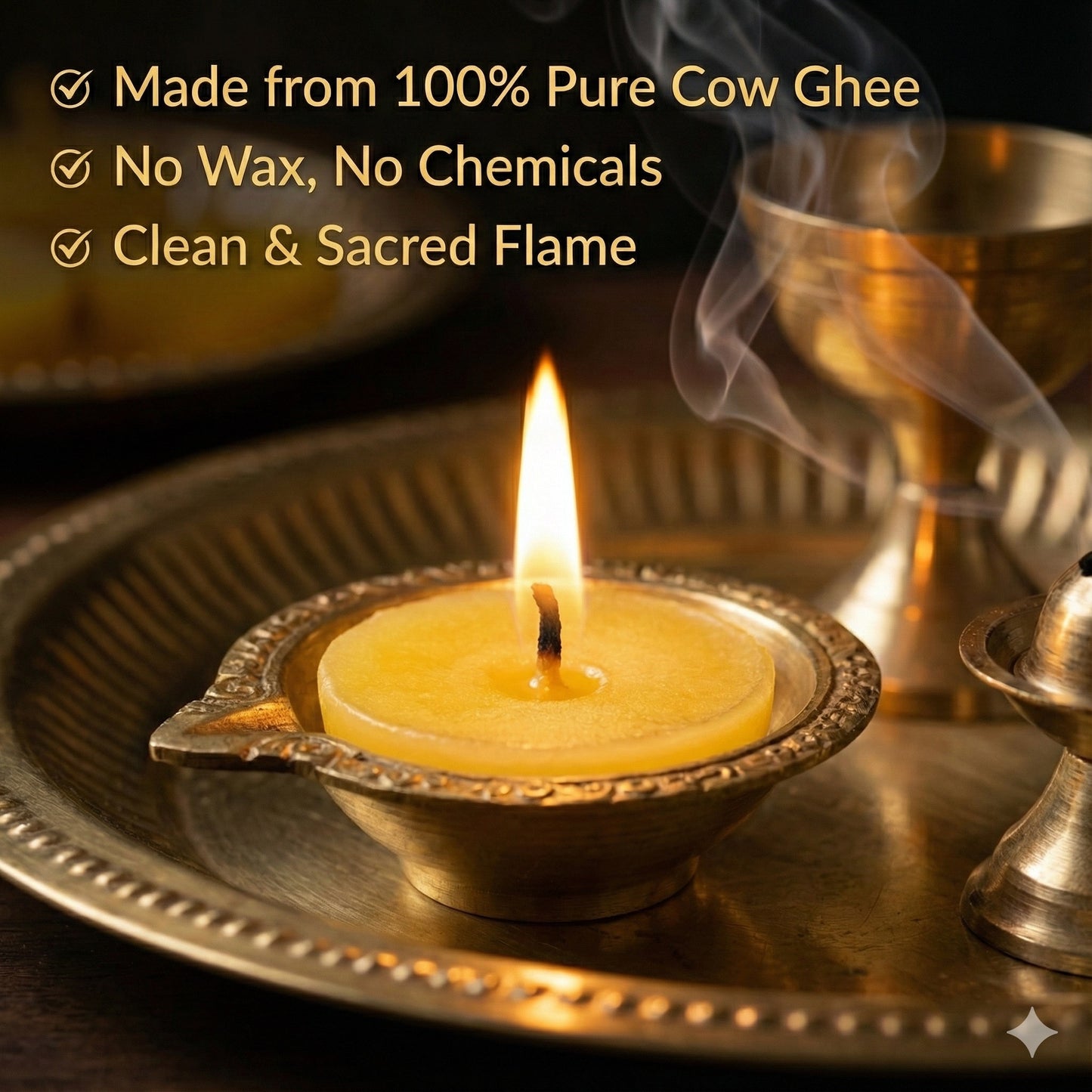 PureJyot Pure Cow Ghee Diya, No Wax, 100 Pcs for daily use