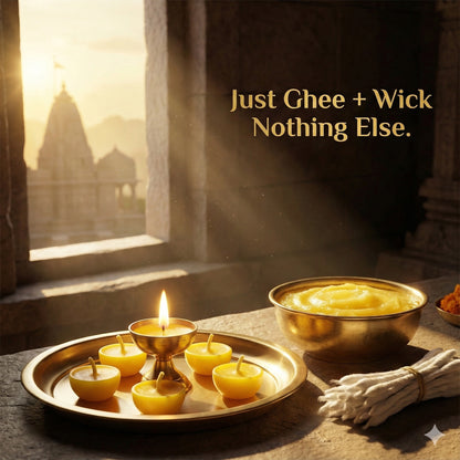 PureJyot Pure Cow Ghee Diya, No Wax, 100 Pcs for daily use