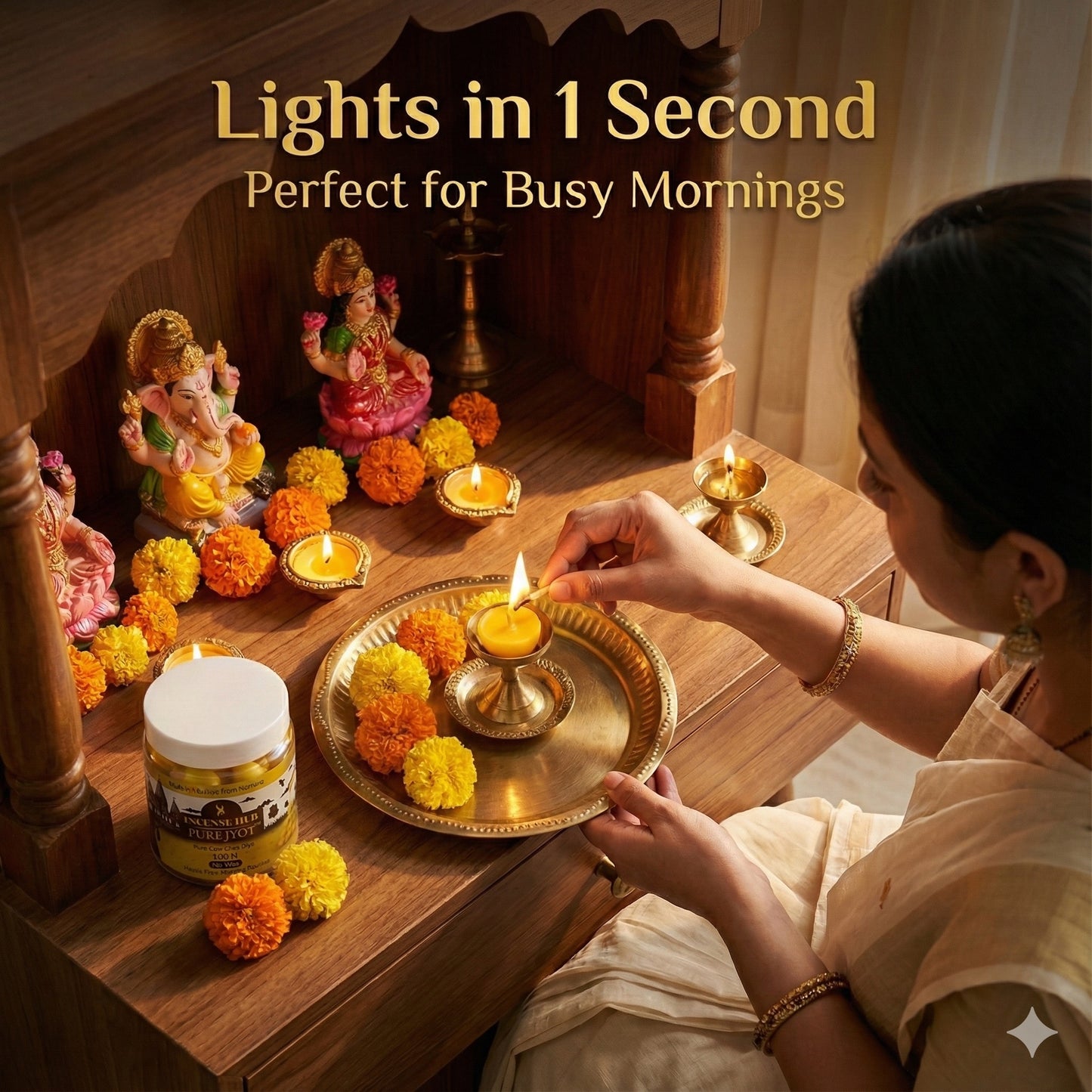 PureJyot Pure Cow Ghee Diya, No Wax, 100 Pcs for daily use