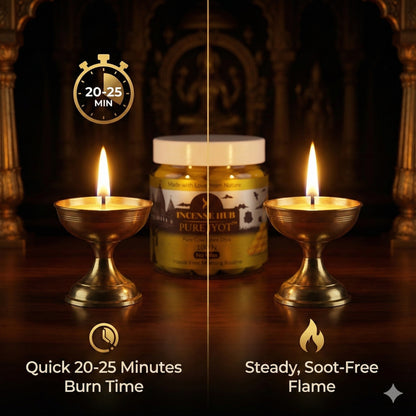 PureJyot Pure Cow Ghee Diya, No Wax, 100 Pcs for daily use