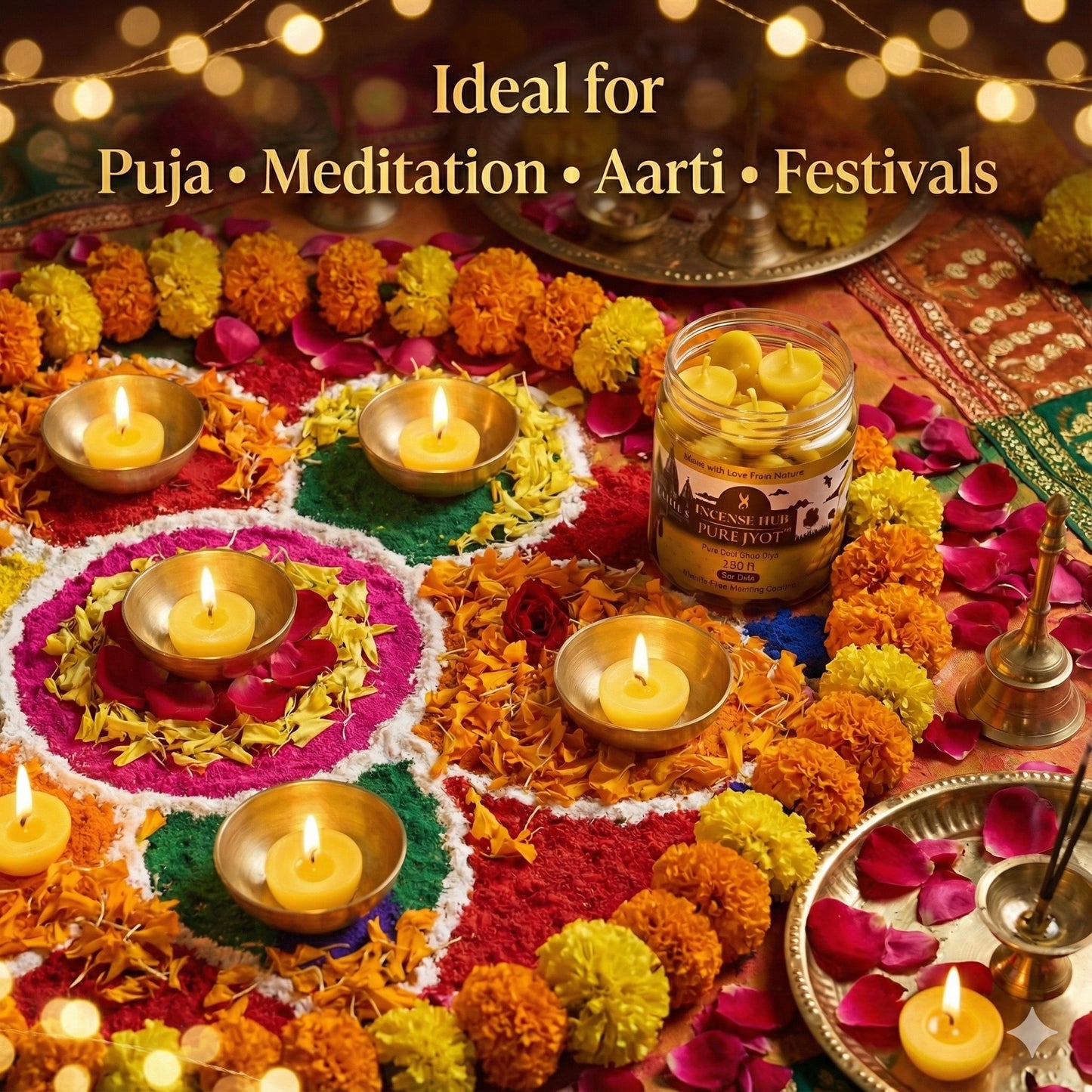 PureJyot Pure Cow Ghee Diya, No Wax, 100 Pcs for daily use