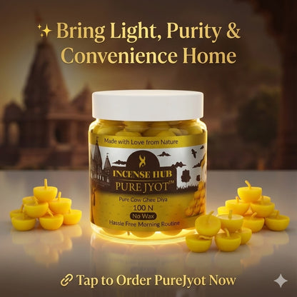 PureJyot Pure Cow Ghee Diya, No Wax, 100 Pcs for daily use