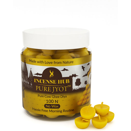 PureJyot Pure Cow Ghee Diya, No Wax, 100 Pcs for daily use